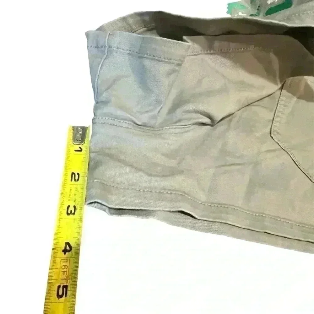 H&M COOL ACCENT KHAKI DENIM SHORTS AZTEC‎ GREEN & WHITE EMBROIDERED BOHO SZ 14